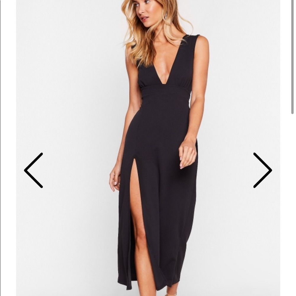 Black V neck dress